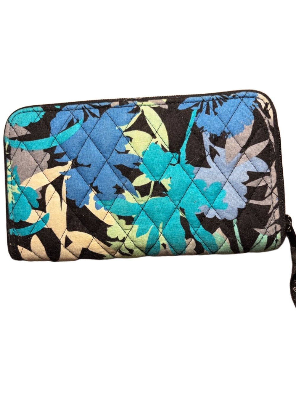 Vera Bradley Quilted Floral Zip Wallet in Black, Turquoise, Blue, Aqua